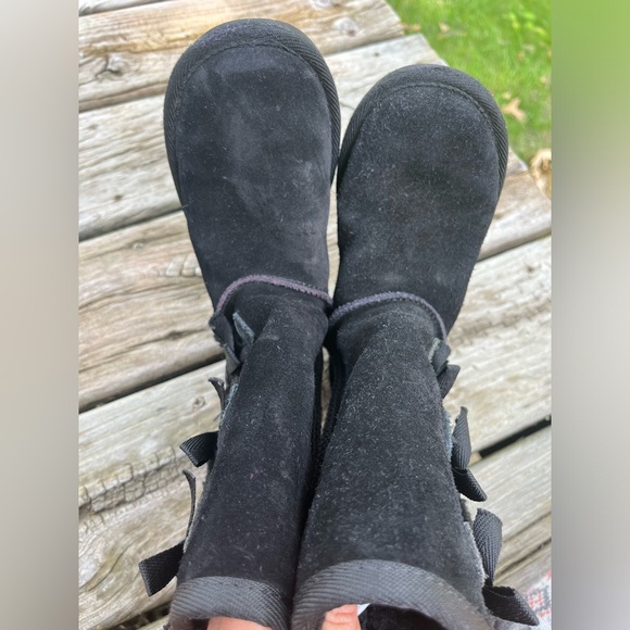 Black Ugg Boots Girls Sz 12 KOOLABURRA by UGG Black Suede, Fuzzy Lining Inside - Picture 4 of 14
